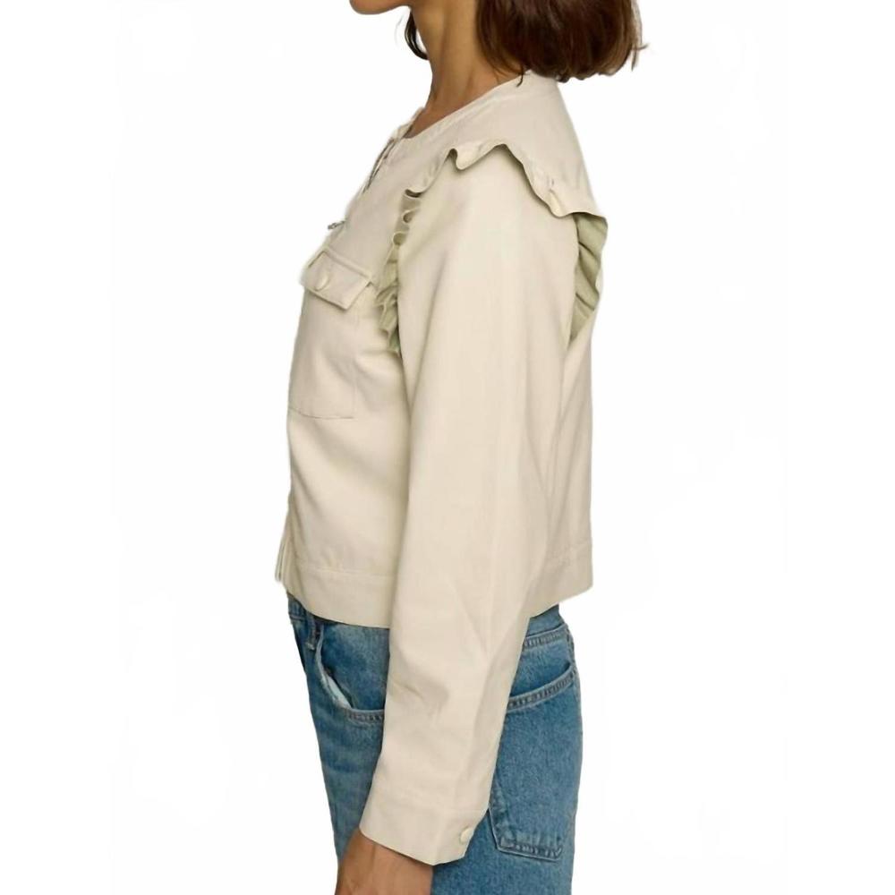 NEW CENTRAL PARK WEST ruffle vegan jacket in ivory - Picture 3 of 3